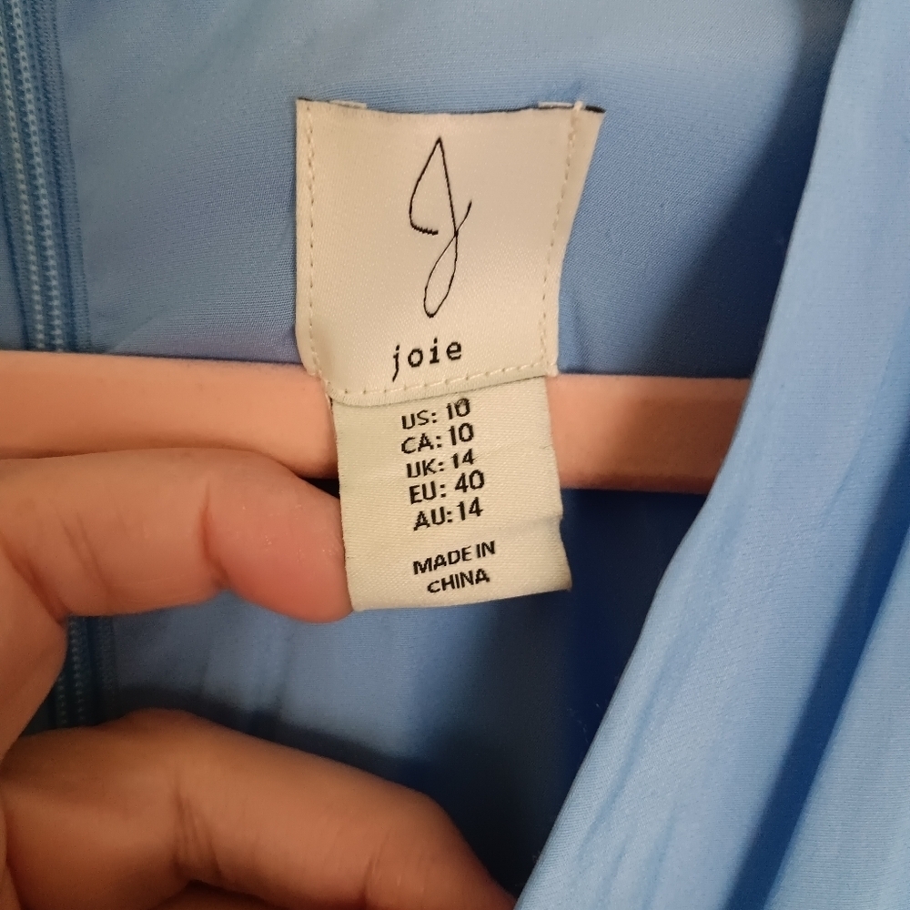Joie Cornflower Blue V-neck Attatched Sash Tie Waist Cap Sleeve Midi Dress 10 - Picture 4 of 7